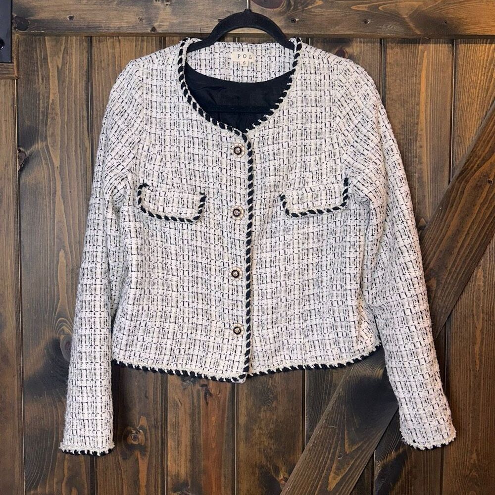 POL CLOTHING Luxe Tweed Sweater Cardigan Blazer